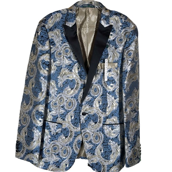 Men’s  Sports Coat, Paisley and Gray.  Size 42 Reg - slim fit NWT - Picture 1 of 12